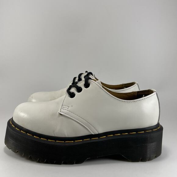 Dr Martens Docs 1461 Quad Platform Oxfords Womens Size 6 White Leather Low Top - Picture 3 of 9